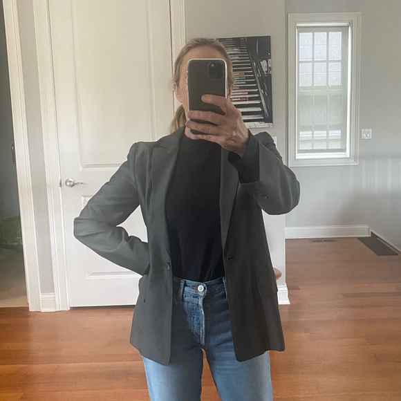 BCBG MAXAZRIA Vintage Blazer Jacket - Cotton Blend - Dark Gray - Picture 3 of 10